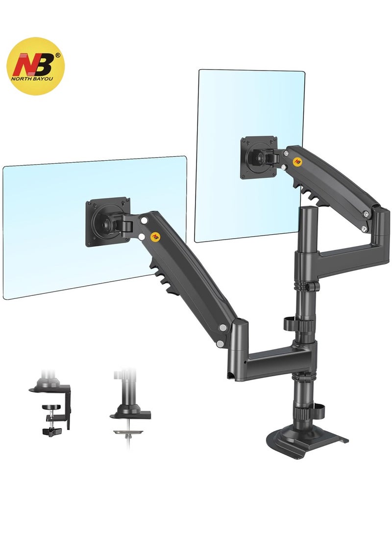 NB NORTH BAYOU - Dual Monitor Desk Mount Stand Full Motion Swivel Computer Monitor Arm Monitor Holder Fits 2 Screens up to 27'' with Load Capacity 4.4~19.8lbs for Each Monitor H180-G - Image 1
