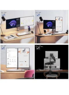 NB NORTH BAYOU Dual Monitor Desk Mount Stand Full Motion Swivel Computer Monitor Arm Monitor Holder Fits 2 Screens up to 27'' with Load Capacity 4.4~19.8lbs for Each Monitor H180-G  - Image 2