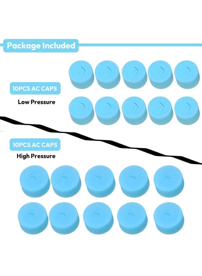 20pcs Blue Car AC Valve Caps 10 High Pressure 10 Low Pressure R134A R12 Port Covers - Image 3