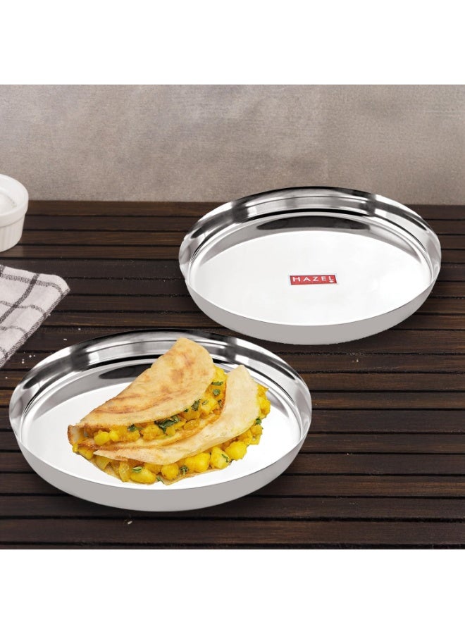 HAZEL Stainless Steel Plates Set for Dinner & Lunch Set of 2 - Image 1