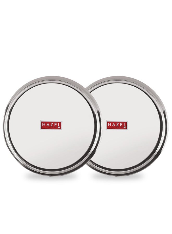 HAZEL Stainless Steel Plates Set for Dinner & Lunch Set of 2 - Image 4