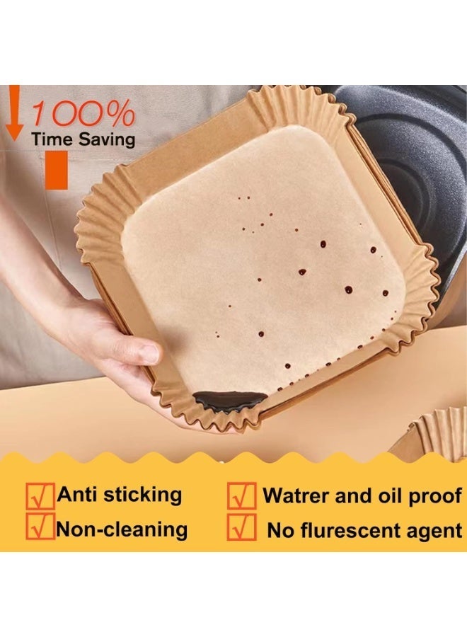 HOMESTAR 50 PCS Square Air Fryer Liners With Raised Rims, Parchment Paper For Pizza, Baking & Steaming, Oil-proof Water-proof, Food Grade Parchment for AirFryer, Steamer, Microwave Etc ,8inch - Image 4