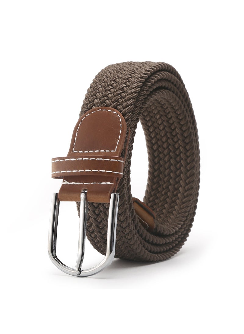 Generic - Casual Canvas Waist Belt Student Youth Men Women Style Weaving No Need To Punch Elastic Leather Belt Outdoor Alloy Buckle Black - Image 1