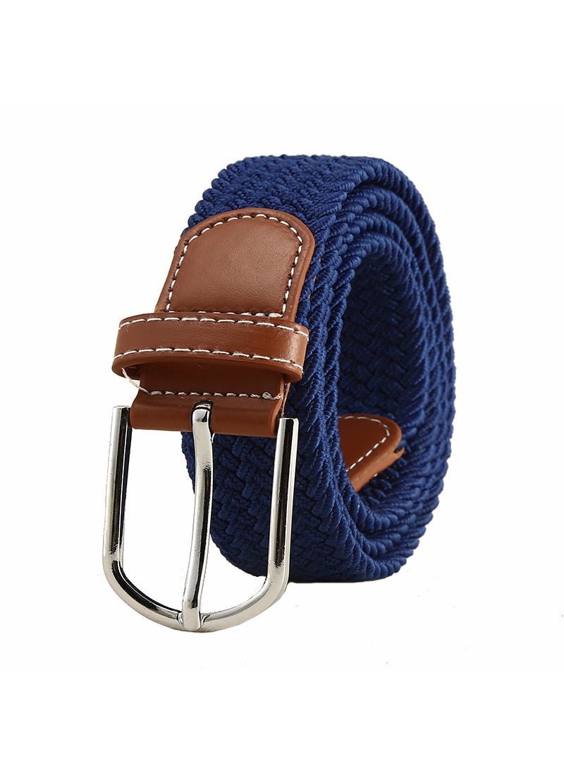 Generic - Casual Canvas Waist Belt Student Youth Men Women Style Weaving No Need To Punch Elastic Leather Belt Outdoor Alloy Buckle Black - Image 1