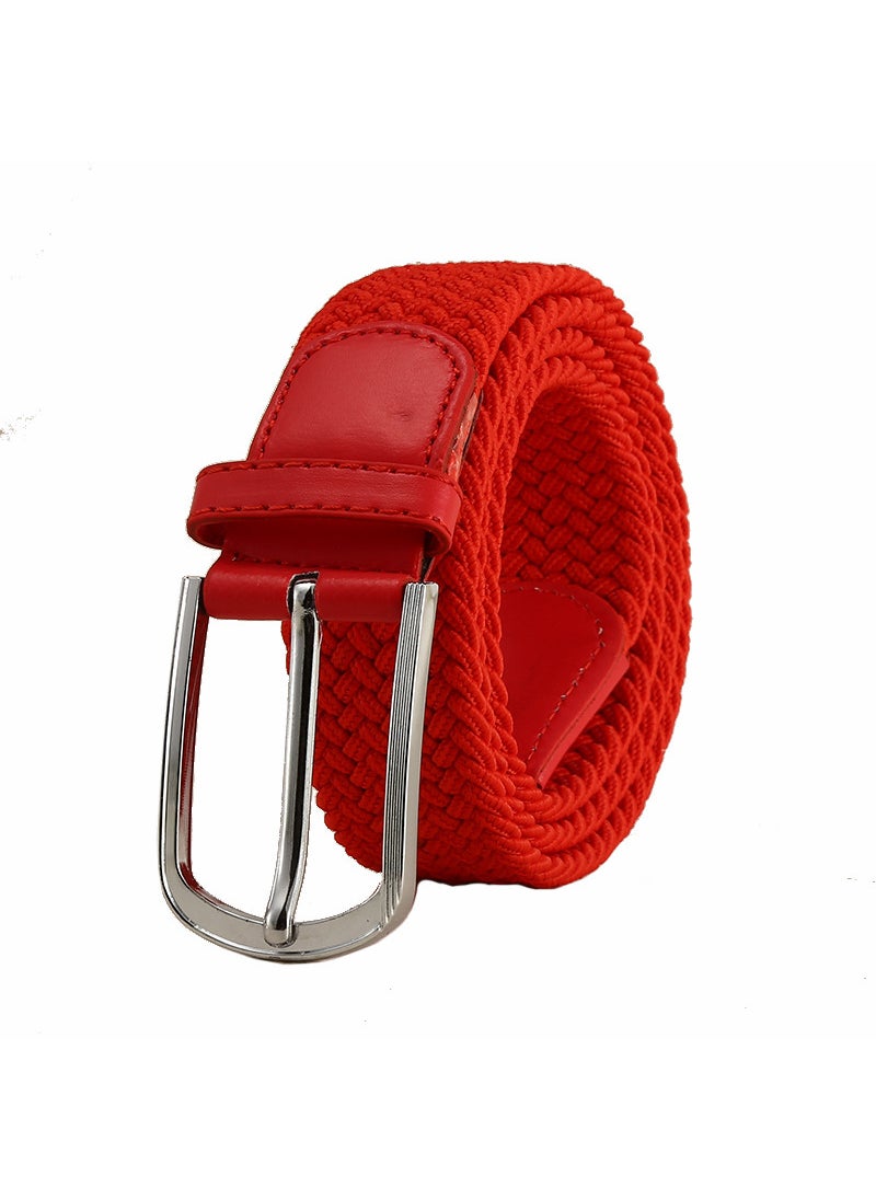 Generic - Casual Canvas Waist Belt Student Youth Men Women Style Weaving No Need To Punch Elastic Leather Belt Outdoor Alloy Buckle Black - Image 1