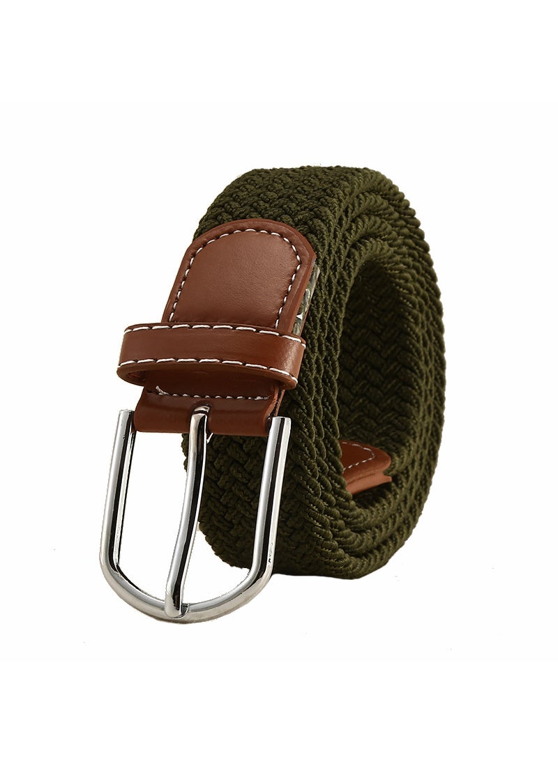 Generic - Casual Canvas Waist Belt Student Youth Men Women Style Weaving No Need To Punch Elastic Leather Belt Outdoor Alloy Buckle Black - Image 1