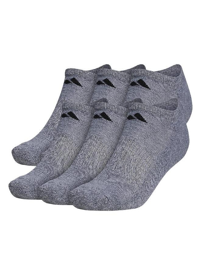 Adidas - Men'S Athletic Cushioned No Show Socks With Arch Compression For A Secure Fit (6-Pair), Heather Grey/Black, Large - Image 1