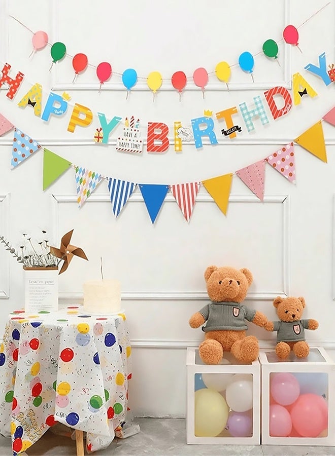 3 pieces Birthday decoration banners featuring Happy Birthday phrase design vibrant balloon and Inverted triangle banner,Perfect for birthday parties Length 500 cm - Image 3