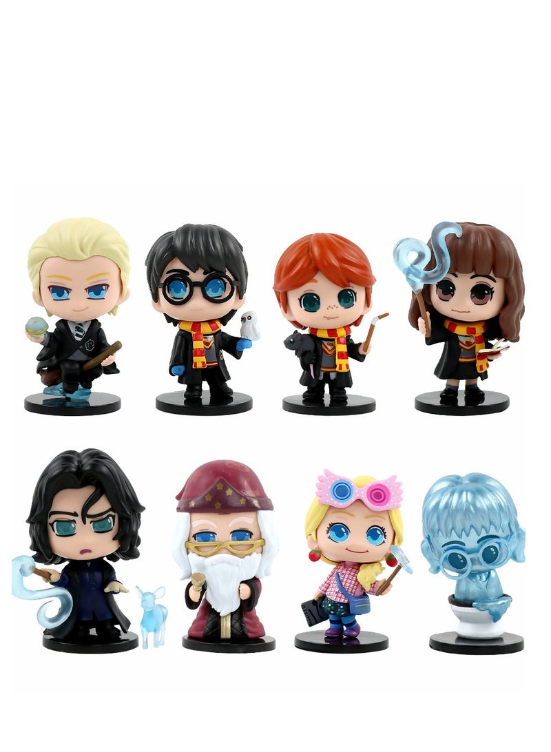 Harry Potter Collectible Figure Set of 8  Miniature Hermione Ron  Harry Potter Model Figurines  Display Pieces Perfect for Magical World Collectors - Image 1
