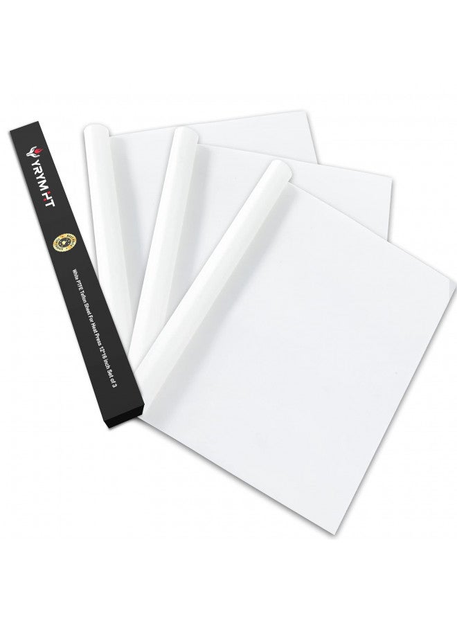 YRYM HT White Teflon Sheet for Heat Press - 3 Pack Non Stick Teflon Sheets 12 x 16" Heat Transfer Paper Reusable Heat Resistant Craft Mat - Image 1