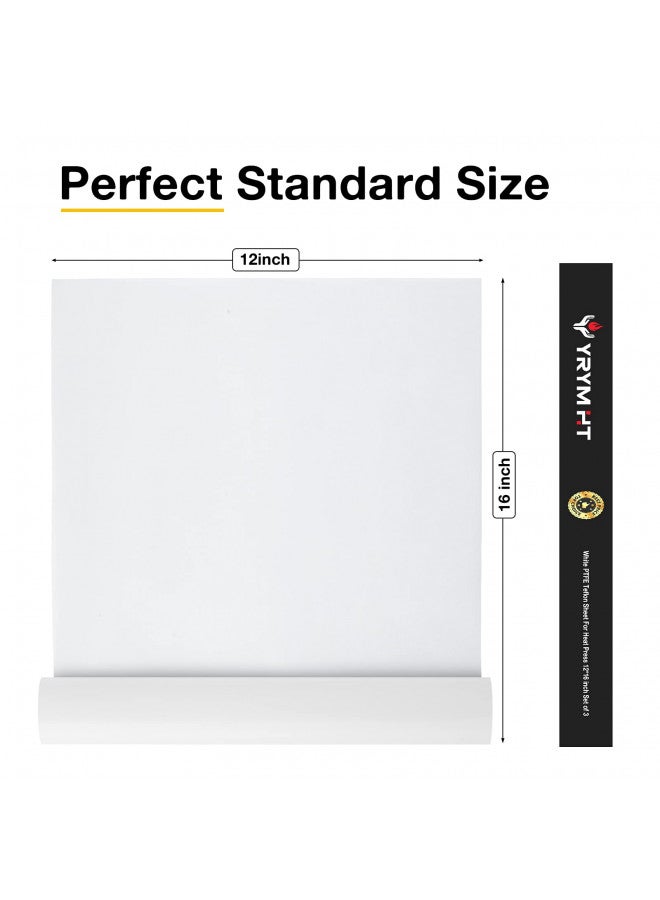 YRYM HT White Teflon Sheet for Heat Press - 3 Pack Non Stick Teflon Sheets 12 x 16" Heat Transfer Paper Reusable Heat Resistant Craft Mat - Image 5