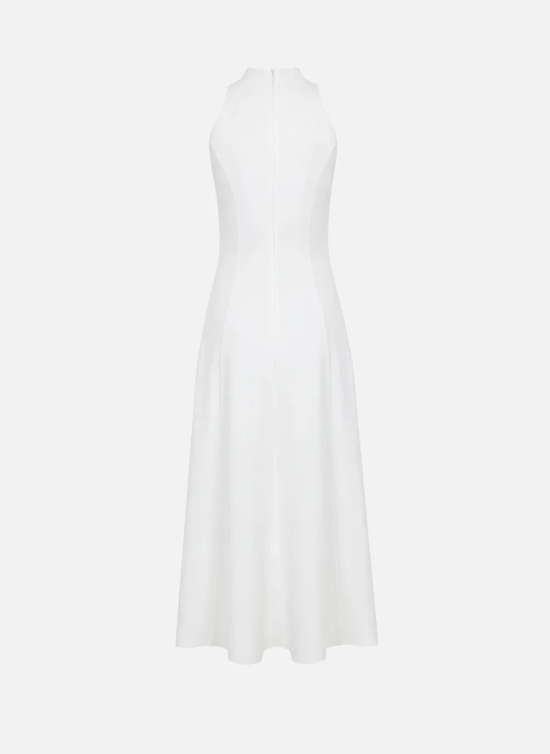 Lichi  Fitted midi dress with open shoulders and decorative buttons for Women | Best Price UAE