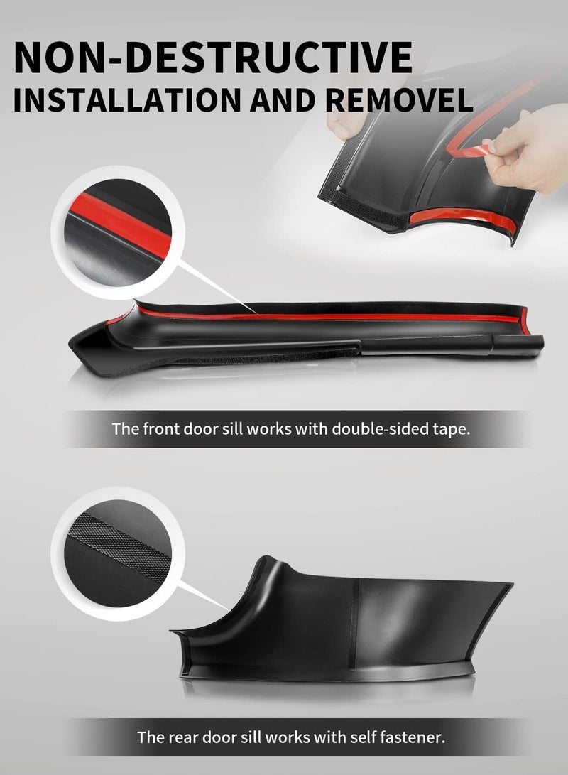 For 2023 Tesla Model Y Door Sill Protector 5 Seater, NOT Fit 7 Steater, Matte TPE And ABS Front and Rear Door Entry Guard Scuff Plate Accessories Carpet Rear Sill, Pack of 4 - Image 5