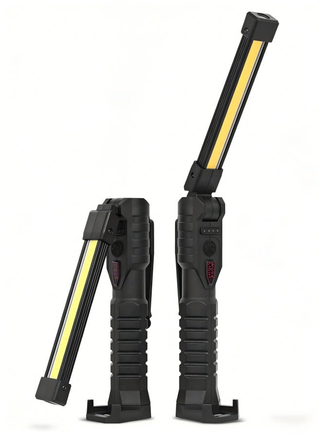 مصباح عمل LED، مصباح يدوي قابل للطي وقابل لإعادة الشحن عبر USB مع قاعدة مغناطيسية و3 أوضاع إضاءة، دوران 180 درجة، 7 سرعات قابلة للتعديل، مصباح عمل للسيارات للتخييم - Image 1