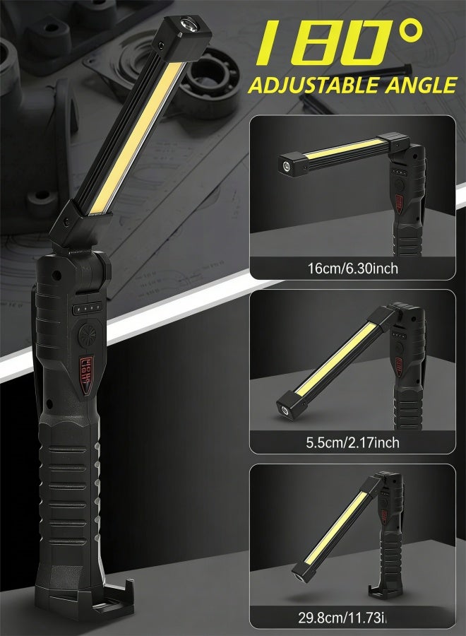 مصباح عمل LED، مصباح يدوي قابل للطي وقابل لإعادة الشحن عبر USB مع قاعدة مغناطيسية و3 أوضاع إضاءة، دوران 180 درجة، 7 سرعات قابلة للتعديل، مصباح عمل للسيارات للتخييم - Image 5