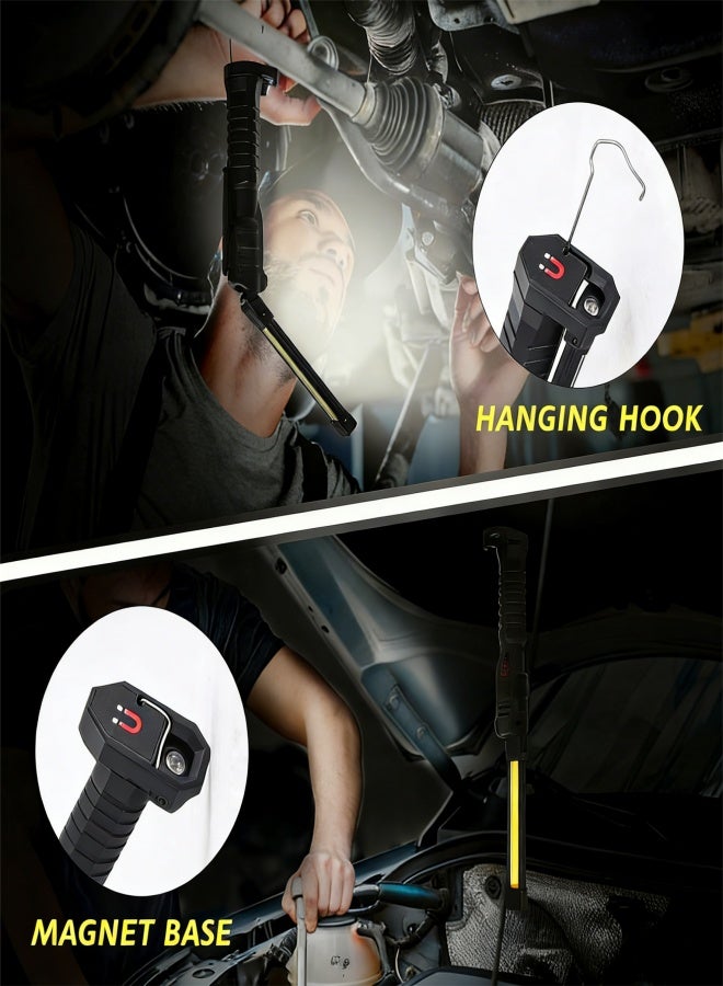 مصباح عمل LED، مصباح يدوي قابل للطي وقابل لإعادة الشحن عبر USB مع قاعدة مغناطيسية و3 أوضاع إضاءة، دوران 180 درجة، 7 سرعات قابلة للتعديل، مصباح عمل للسيارات للتخييم - Image 3