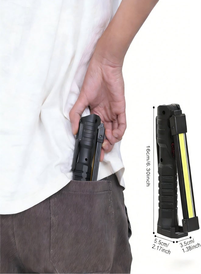 مصباح عمل LED، مصباح يدوي قابل للطي وقابل لإعادة الشحن عبر USB مع قاعدة مغناطيسية و3 أوضاع إضاءة، دوران 180 درجة، 7 سرعات قابلة للتعديل، مصباح عمل للسيارات للتخييم - Image 2