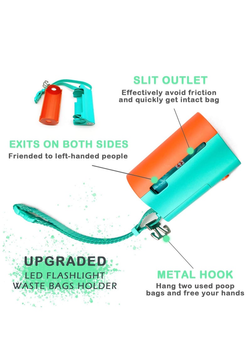 3 in 1 Dog PP Bags Holder with Built-in LED Flashlight for Leash and Metal Clip for Hanging Used Bags Bi-Color Dog Waste Bags Dispenser with Wristler, 1 Holder, Blue&Orange, Batteries Not Included - Image 4