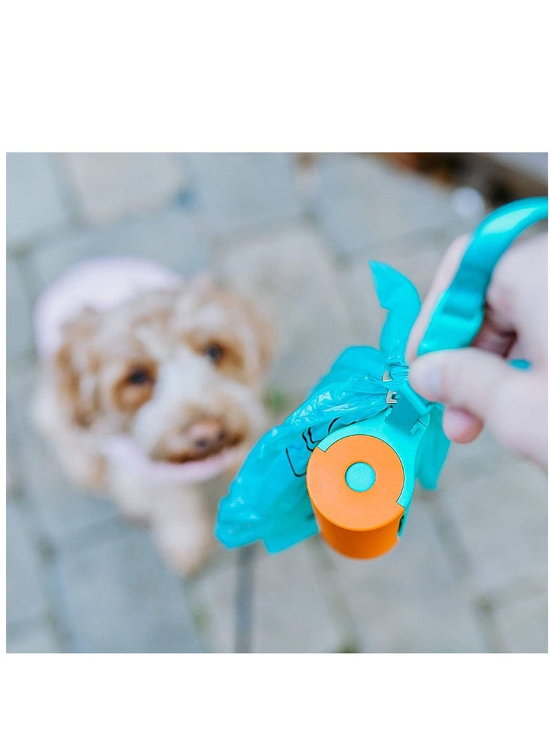3 in 1 Dog PP Bags Holder with Built-in LED Flashlight for Leash and Metal Clip for Hanging Used Bags Bi-Color Dog Waste Bags Dispenser with Wristler, 1 Holder, Blue&Orange, Batteries Not Included - Image 3