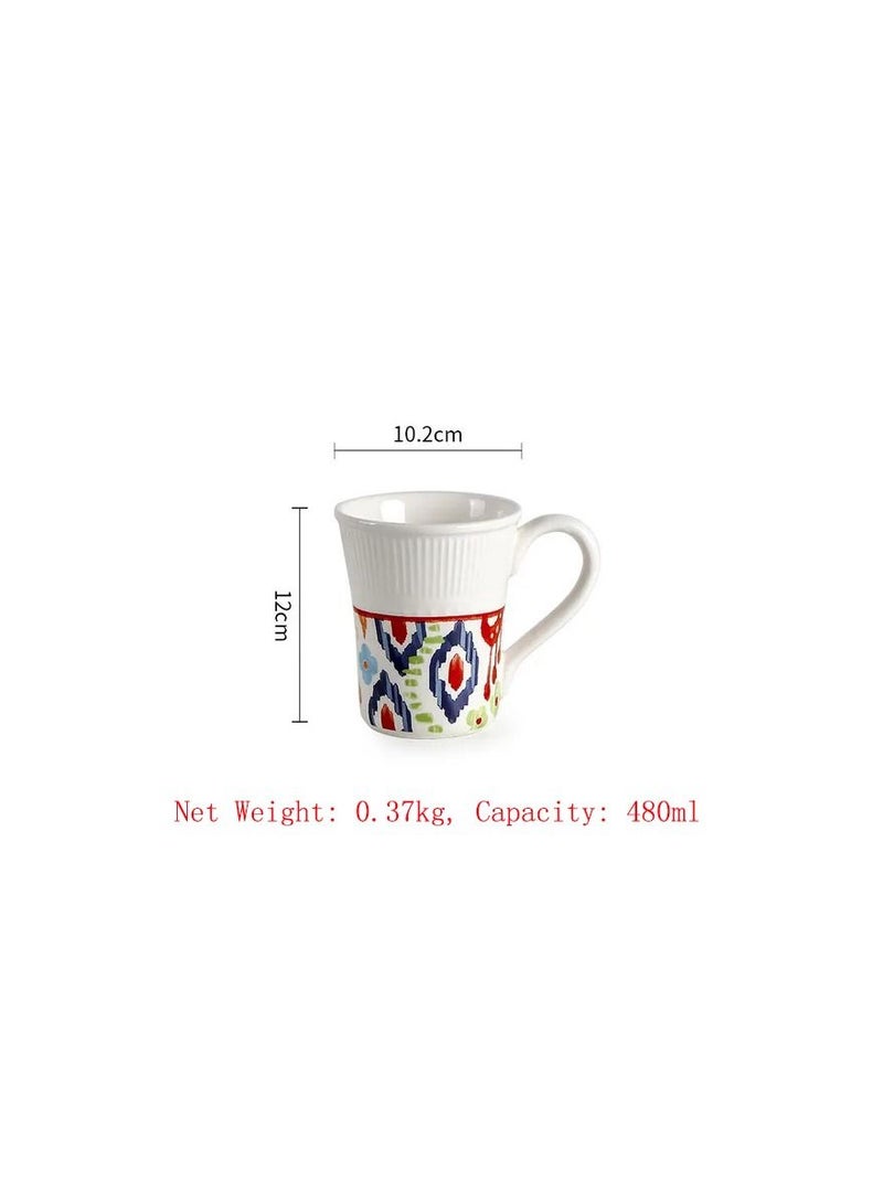 4-Pieces/Set China Ceramic Tableware,Creative Irregular Relief Flat Plate,Household Underglaze Color Dinnerware Set Included Plate/Bowl/Cup - Image 5
