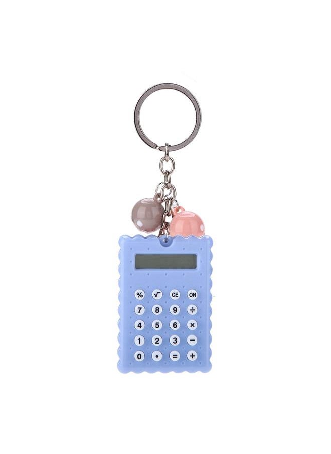 Thoraya Mini Portable Cute Cookies Style Key Chain Calculator Candy Color Pocket Calculator (Blue)  - Image 1