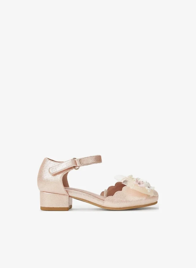 Celeste Girls Floral Embellished Block Heel Shoes Ramadan Collections