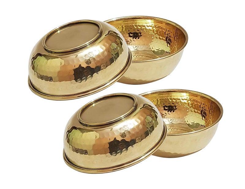 Pure Source India Pure Source India Kitchen Special Brass Hand Made Hammered Bowl (3.75 Inch ) - Set of 4 Pcs - Image 1