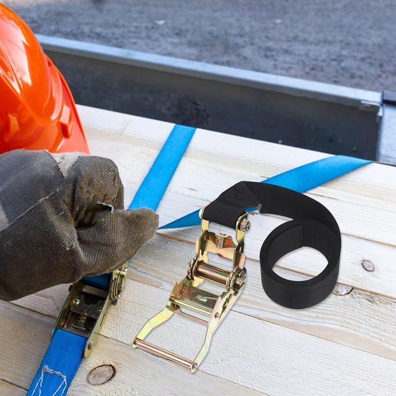 أشرطة ربط ثقيلة بمشبك سحب مقاس 2 بوصة × 27 قدمًا، عبوة من 4 قطع للشاحنات والمقطورات والبضائع - Image 5