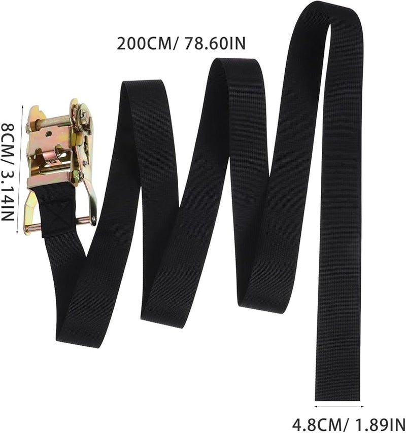 أشرطة ربط ثقيلة بمشبك سحب مقاس 2 بوصة × 27 قدمًا، عبوة من 4 قطع للشاحنات والمقطورات والبضائع - Image 3