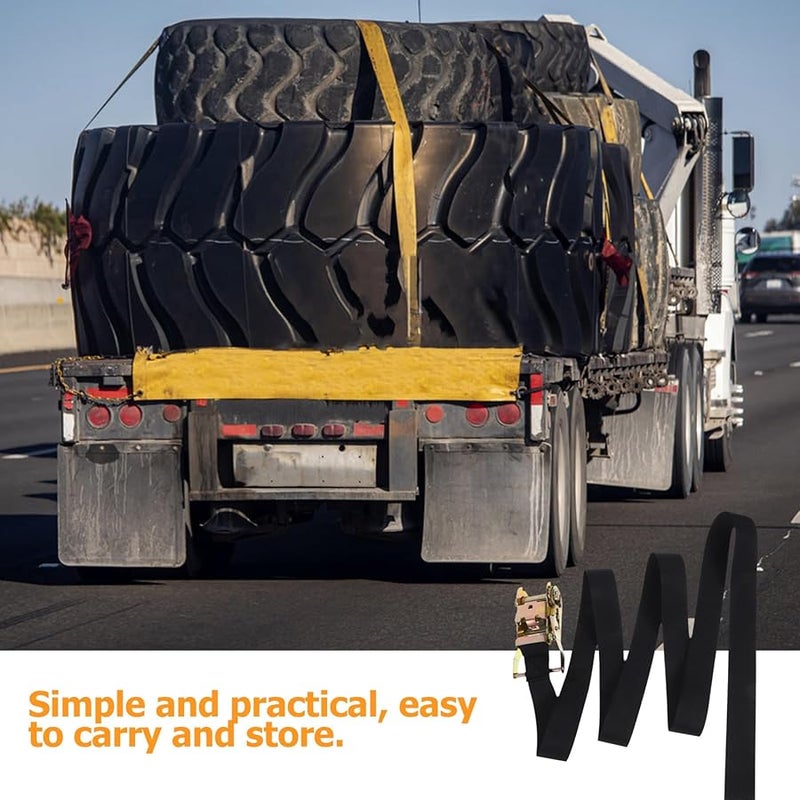 أشرطة ربط ثقيلة بمشبك سحب مقاس 2 بوصة × 27 قدمًا، عبوة من 4 قطع للشاحنات والمقطورات والبضائع - Image 4