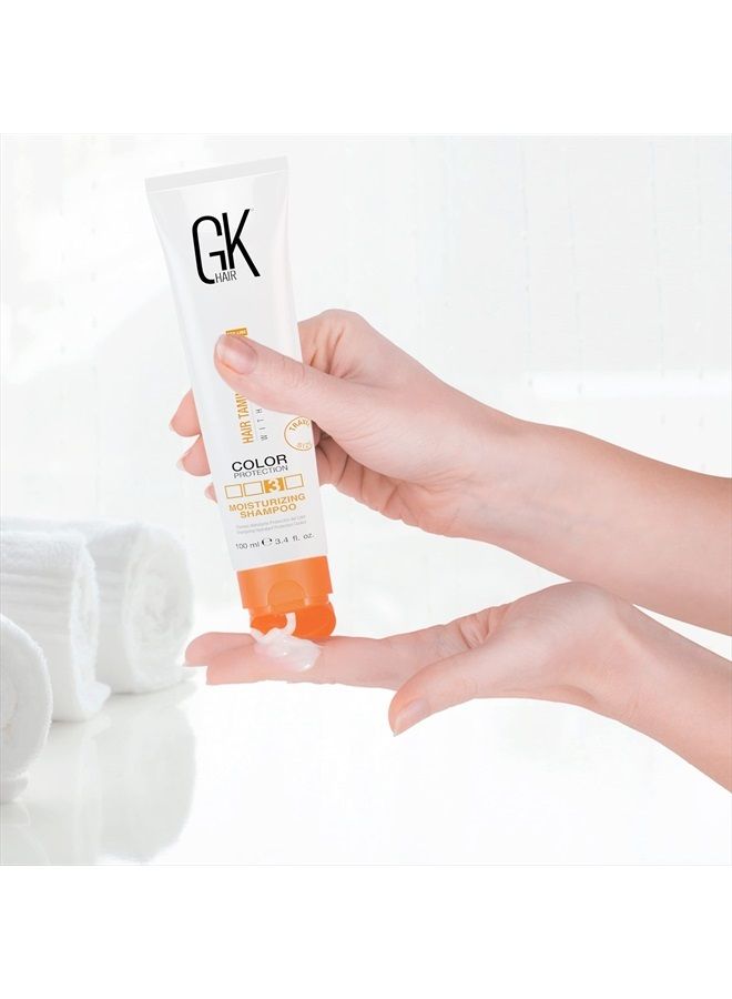 GK Hair شامبو مرطب جلوبال كيراتين (3.4 أونصة سائلة/100 مل) لترطيب وحماية اللون والشعر الجاف التالف والمجعد والمتقصف والمصبوغ وإصلاح الشعر العضوي الخالي من البارابين والكبريتات لجميع أنواع الشعر - Image 5