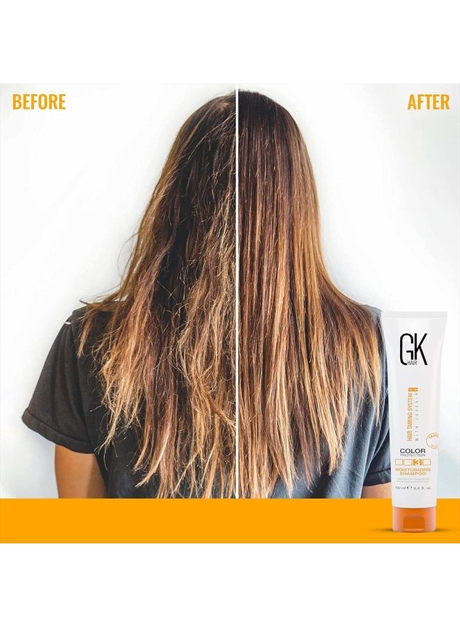 GK Hair شامبو مرطب جلوبال كيراتين (3.4 أونصة سائلة/100 مل) لترطيب وحماية اللون والشعر الجاف التالف والمجعد والمتقصف والمصبوغ وإصلاح الشعر العضوي الخالي من البارابين والكبريتات لجميع أنواع الشعر - Image 4
