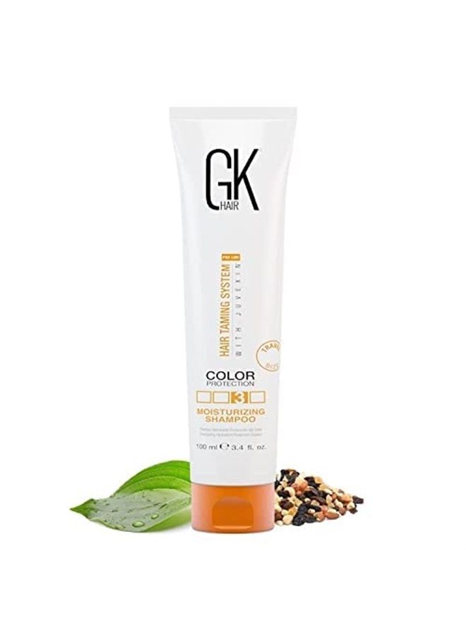 GK Hair شامبو مرطب جلوبال كيراتين (3.4 أونصة سائلة/100 مل) لترطيب وحماية اللون والشعر الجاف التالف والمجعد والمتقصف والمصبوغ وإصلاح الشعر العضوي الخالي من البارابين والكبريتات لجميع أنواع الشعر - Image 1