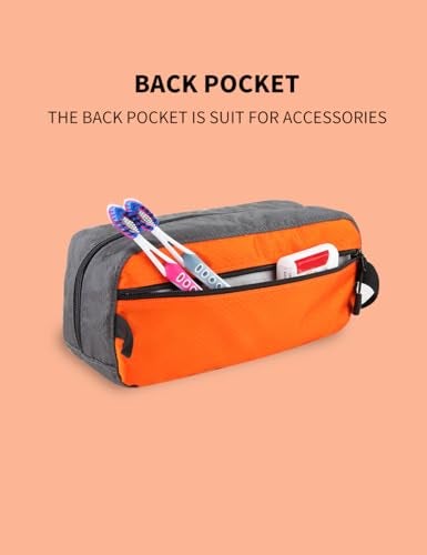 GOX Small Travel Toiletry Bag, Dopp Kit Case For Men, Multifunction Organizer Pouch (Orange/Grey) - Image 4