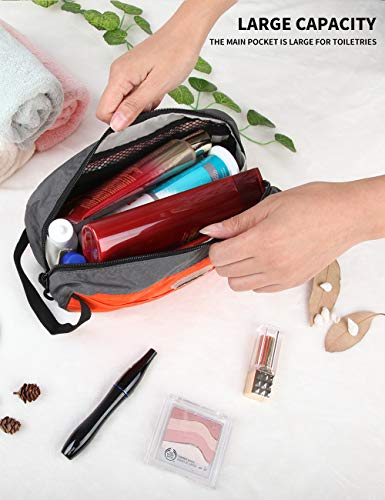 GOX Small Travel Toiletry Bag, Dopp Kit Case For Men, Multifunction Organizer Pouch (Orange/Grey) - Image 3