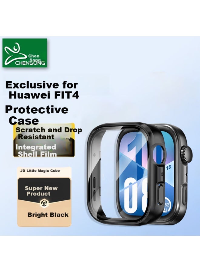 Chensong Compatible With Huawei Watch Fit 4 Watch Case, Integrated Protective Cover, Shockproof And Wear-resistant Protective Case, Black