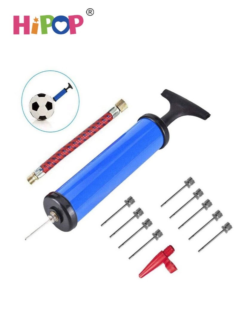 هيبوب مضخة كرة محمولة، مجموعة مضخة هواء مع إبرة، فوهة، خرطوم تمديد للكرة، مناسبة لكرة السلة، كرة القدم، الكرة الطائرة، كرة الماء، الرجبي، والكرات القابلة للنفخ - Image 1