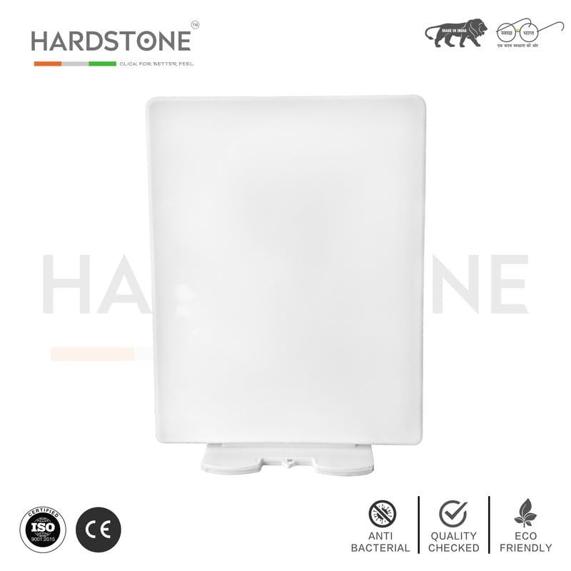 Hard Stone Plastic Toilet Seat Cover with Soft Closer Mechanism- Square Commode Seat Cover – with Sleek Design & Easy Installation with Installation Kit (46cm x 35cm, White) - Image 2