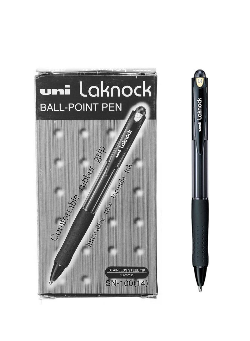 Uniball 12-Piece Laknock Ballpoint Pen 1.4mm Tip Black Ink - Image 1