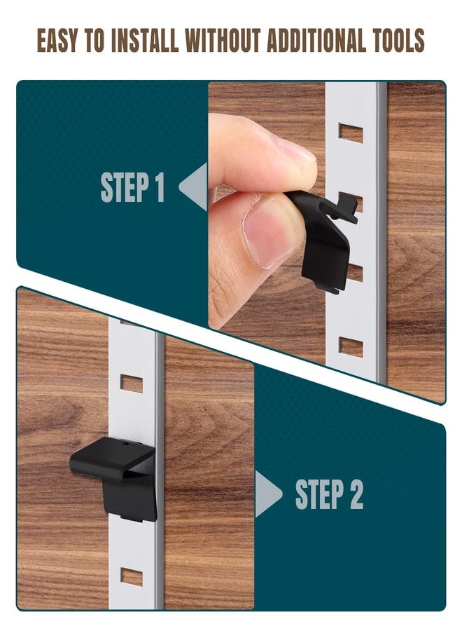 Lenink 256P-ZC Adjustable Pilaster Shelf Clip, 28 Pcs Black Shelving Brackets Clips for Metal and Wood Shelving - Image 5