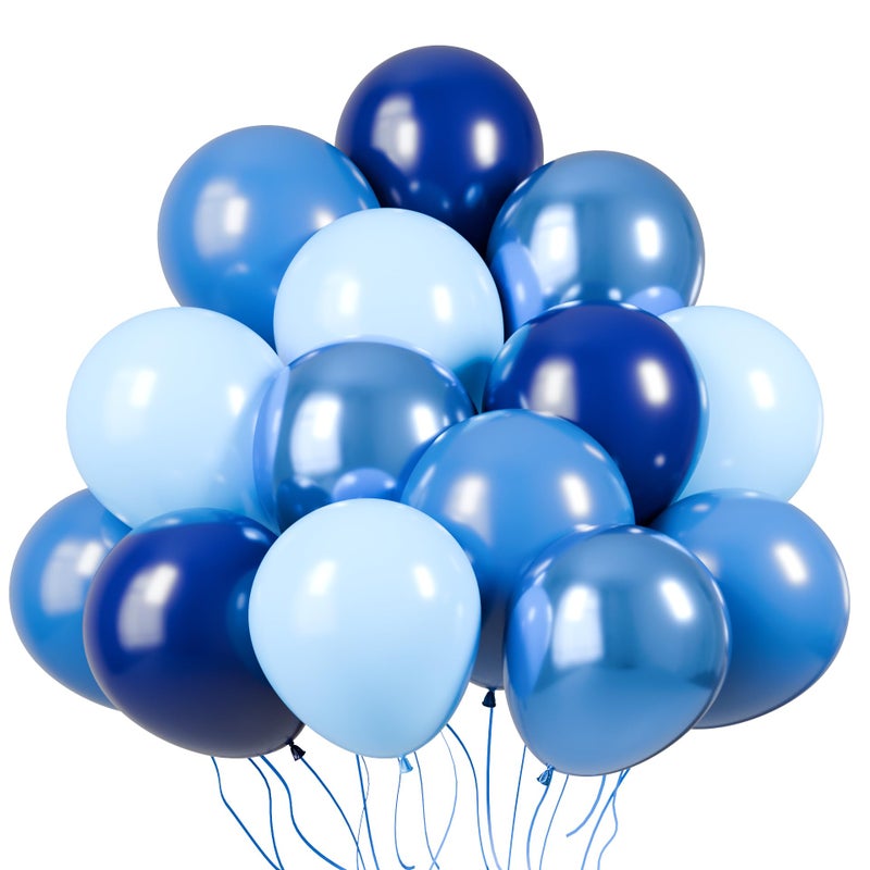 KBZVNAF Blue Latex Balloon Set 60 Pack 12 Inches Metallic Chrome Light Pastel Baby Royal Blue Balloons for Birthday Wedding Baby Shower Party Decoration - Image 3