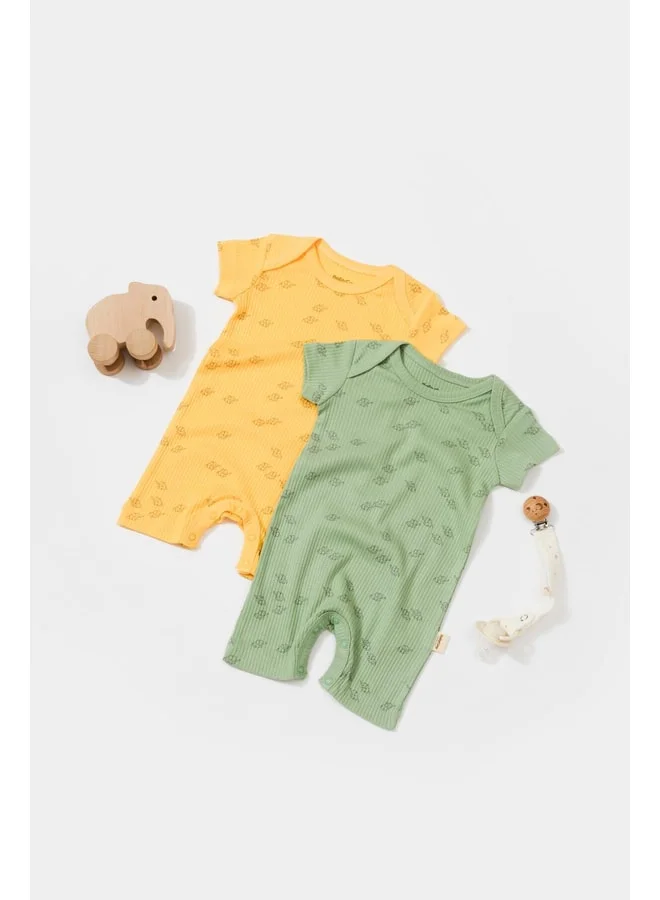 Magu Baby Organic Elephant-Print Cotton Short-Sleeve Romper 2-Piece Set