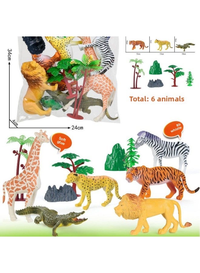 Animal Ring Toy Static Model Painted Soft Glue Animal Puzzle Game Lion Giraffe Stall Toy-Color:6318 Ferrule Set  - Image 4