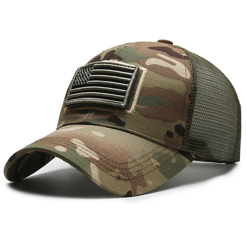 RUINUO American Flag Mesh Baseball Cap Trucker Hat Tactical Operator Caps Outdoor Breath Sun Hats Camouflage - Image 1