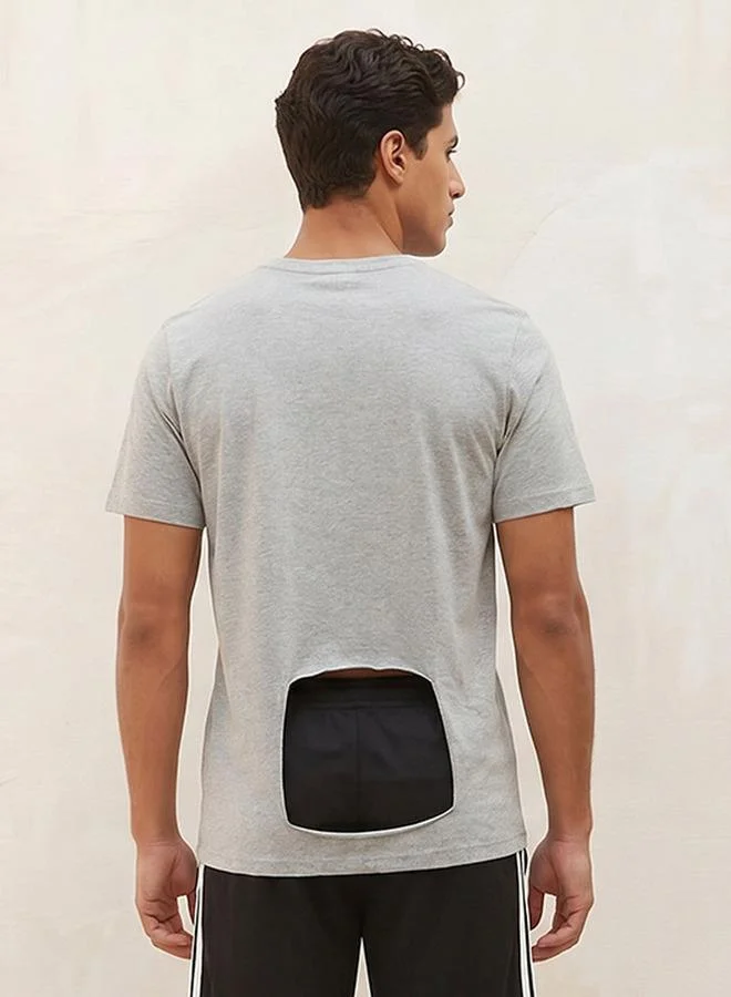 Kappa Grey Kappa Relaxed Fit Crew Neck T-shirt with Short Sleeves for Men | Best Price UAE