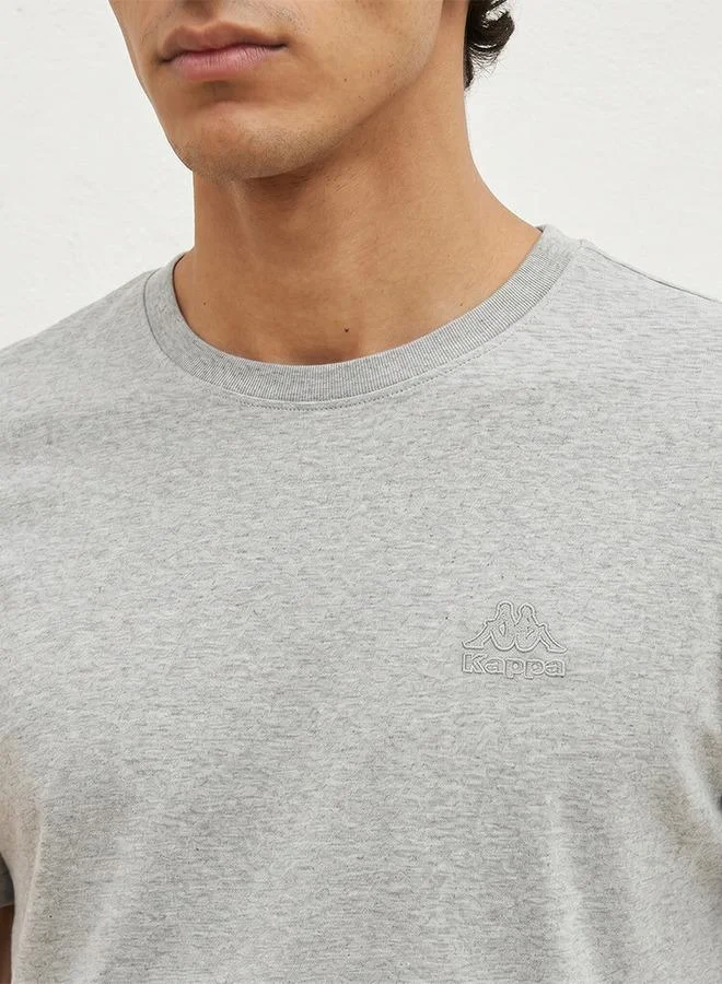 Kappa Grey Kappa Relaxed Fit Crew Neck T-shirt with Short Sleeves for Men | Best Price UAE