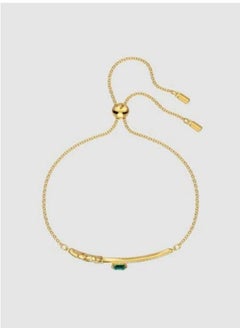 Generic Chomel Leaves Element Green Diamond Rhodium Plated Bracelet  - Image 2