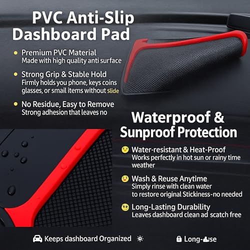 DETACHI Car Dashboard Mat, 2-Section Design for Small Items Like Pen & Coins, Premium Silicone Anti-Slip Pad, Universal Sticky Adhesive Mat for Phone, Sunglasses, Keys & Accessories - Image 2