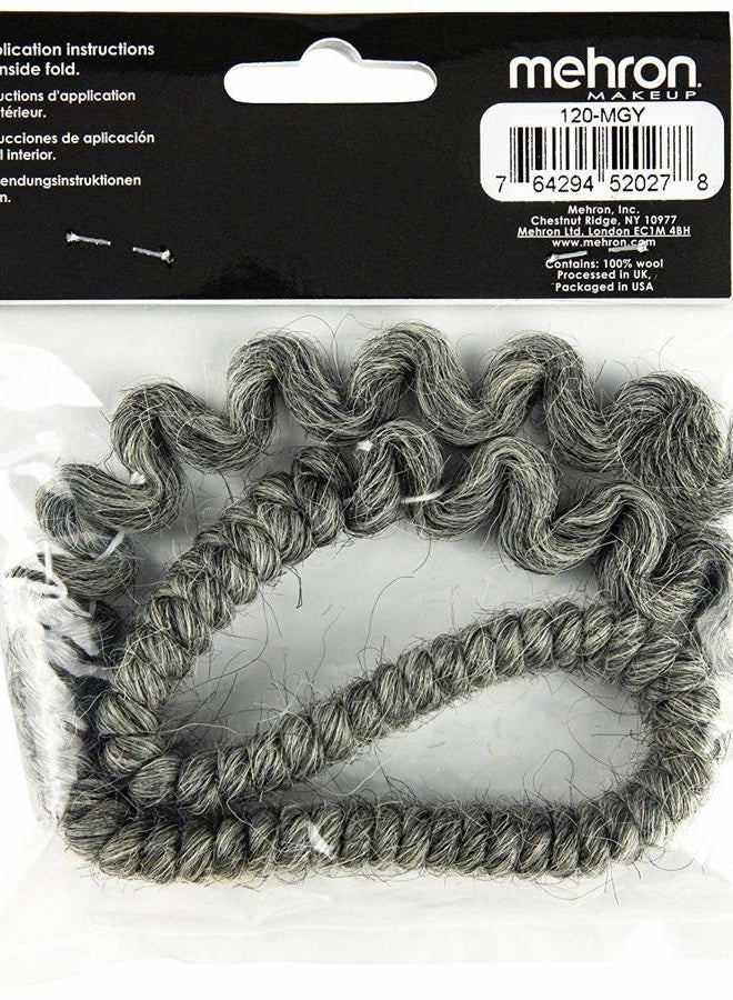 mehron Makeup Crepe Hair 12-inch Braid (Medium Grey) - Image 4