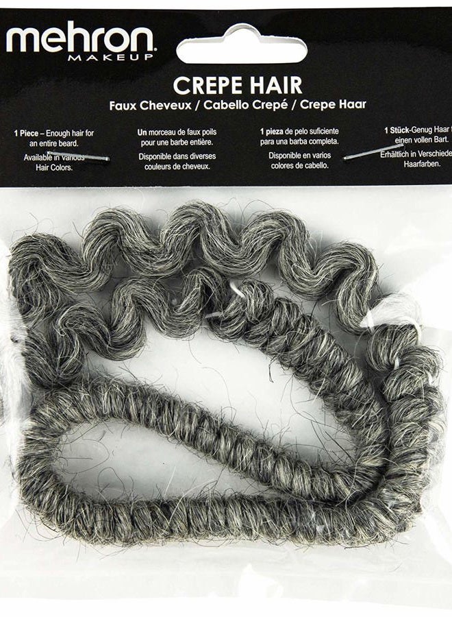 mehron Makeup Crepe Hair 12-inch Braid (Medium Grey) - Image 3